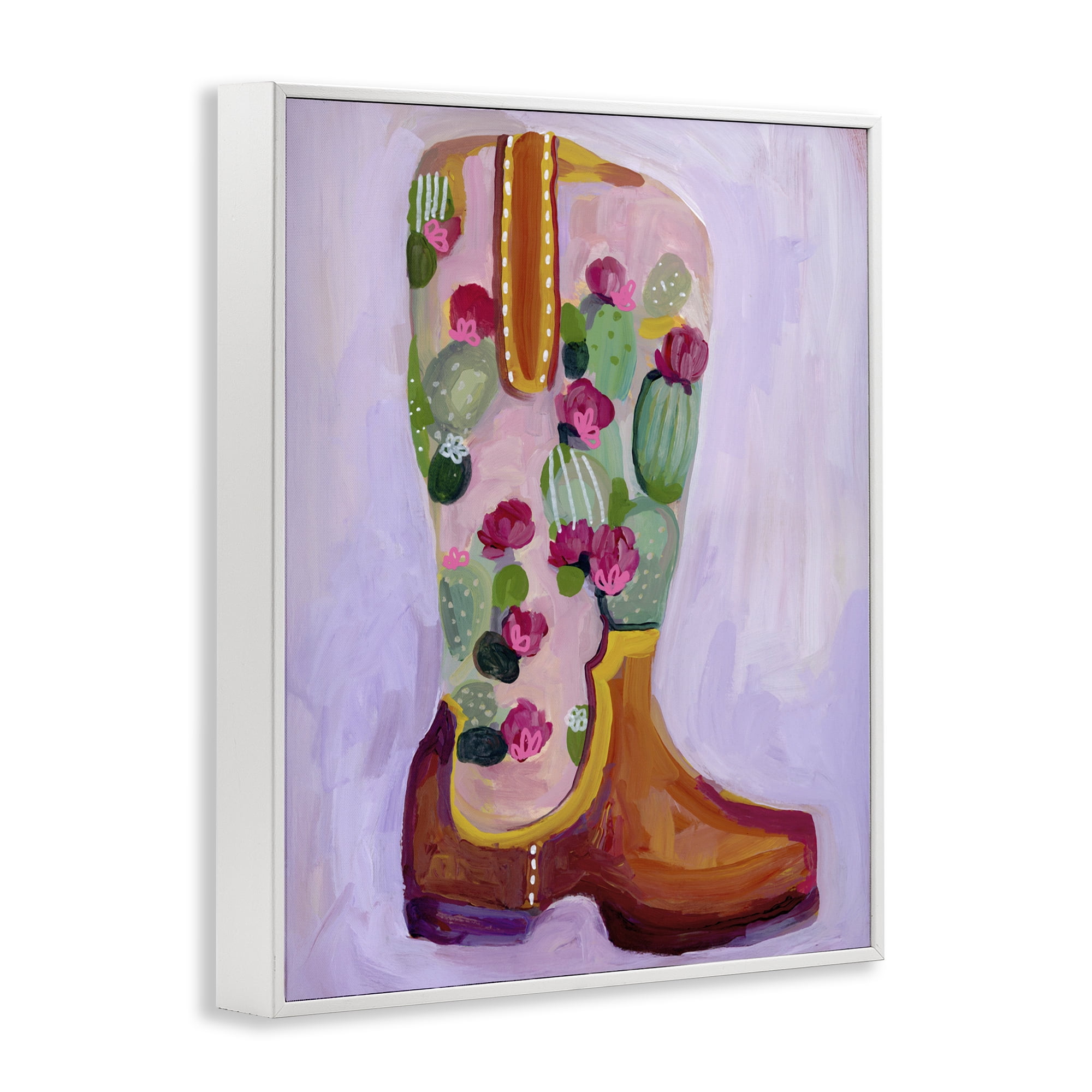 Desert Day Dream Boots White Framed Giclee Art, design by Ashley Davis