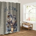 thumbnail image 5 of Christmas Snowman Bathroom Curtain 78 Inch Shower Curtain with Hooks, Winter Snowflake Grey Rustic Burlap Waterproof Polyester Bath Curtain Washable Bathtub Curtain 36''x 78'', 5 of 6
