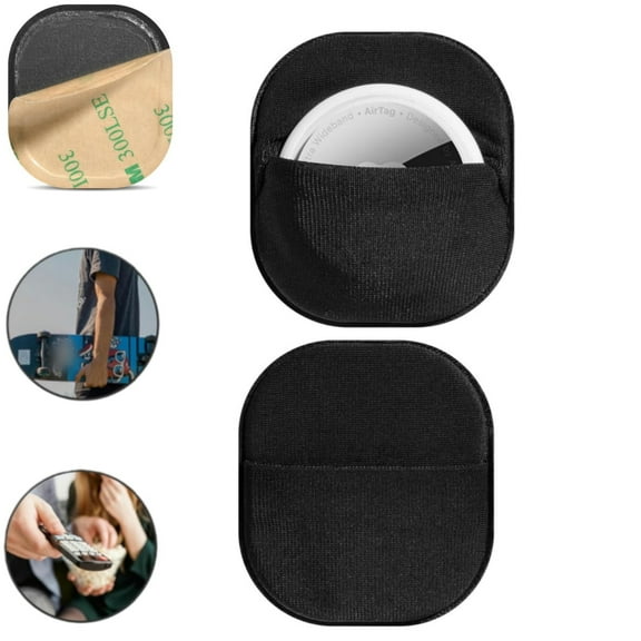 Hidden Luggage Protective Sleeve,2pcs Airtag Holder Sticky Pouch,Durable Adhesive Fabric Mount Sticker for Baggage,Indoor and Outdoor
