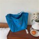 thumbnail image 3 of Bolso azul de moda coreano para mujer, bolso de hombro grande con estampado de moda, bolso de compras de lona., 3 of 5