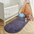 thumbnail image 5 of Softlife Cute Fluffy Oval Rug for Bedroom Soft Carpet, 2.6' x 5.3' , Gray Purple, 5 of 7