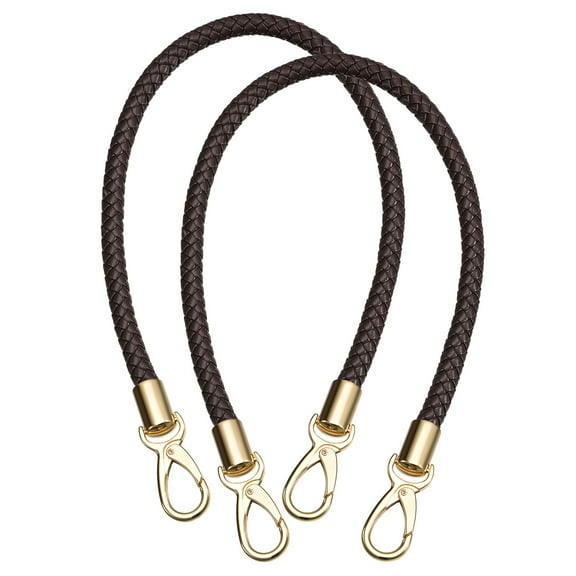 Uxcell 2Pack 60cm/23.6" Braided Leather Purse Replacement Strap for Handbag, Brown