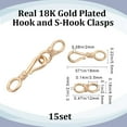 thumbnail image 2 of 1 Box 15Pcs S Hook Clasps 18K Gold Plated Cubic Zirconia Jewelry Clasps Eye Toggle End Clasps Connector with Dangle Loop for Jewelry Making Accessories DIY, 2 of 6