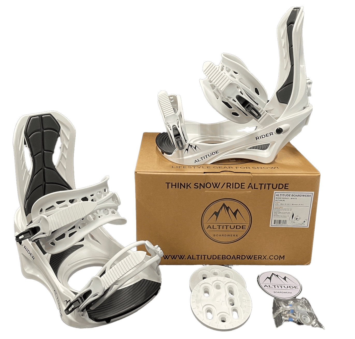 Altitude Rider 4X4 Burton Snowboard Bindings L/XL White for