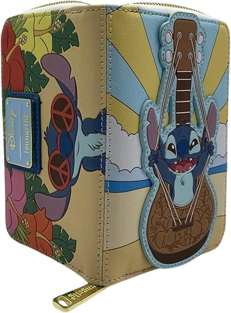Loungefly Disney Lilo & Stitch Groovy Zip-Around Wallet – Stitch with Sunglasses & Tropical Floral Print