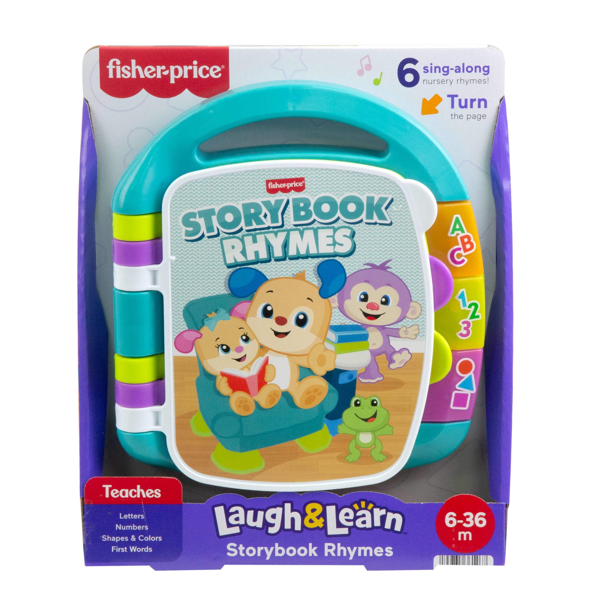 Fisher-Price Laugh & Learn Storybook Rhymes Musical Electronic Learning Toy for Baby & Toddler, Teal