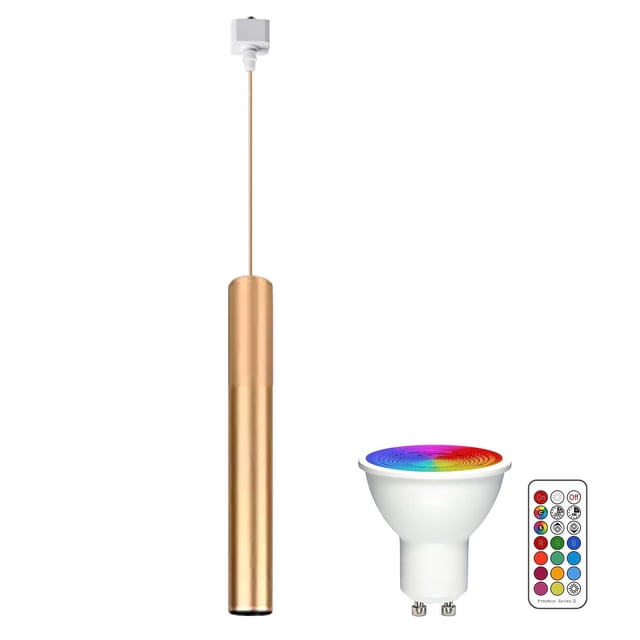 FSLiving Éclairage sur Piste de Type J, Projecteur DEL Réglable à Focalisation Linéaire avec Télécommande, Changement de Couleur RVB Réglable Blanc Ampoule Minuterie GU10 Mini Lumières Lumière sur Piste Juno pour Bar Cuisine Salle de Jeux, Or