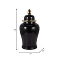 thumbnail image 3 of Polished Ceramic Jar for Living Room Decor - Elevated MetallicHome Accent for  Office Display - Decorative Flower Vase for Room, Bedroom, House, Office, and Table Styling - 24", Black & Gold, 3 of 12