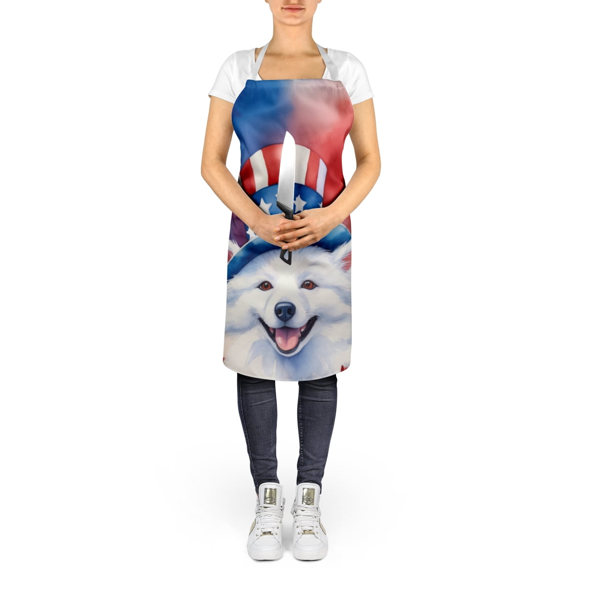 American Eskimo Patriotic American Apron 27 in x 30 in