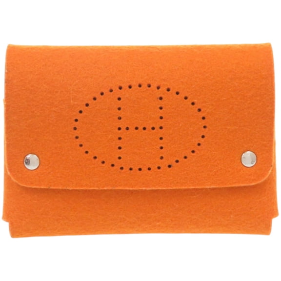 Pre-Owned Hermes playing card case, Etui Carte GM, felt, orange, small...