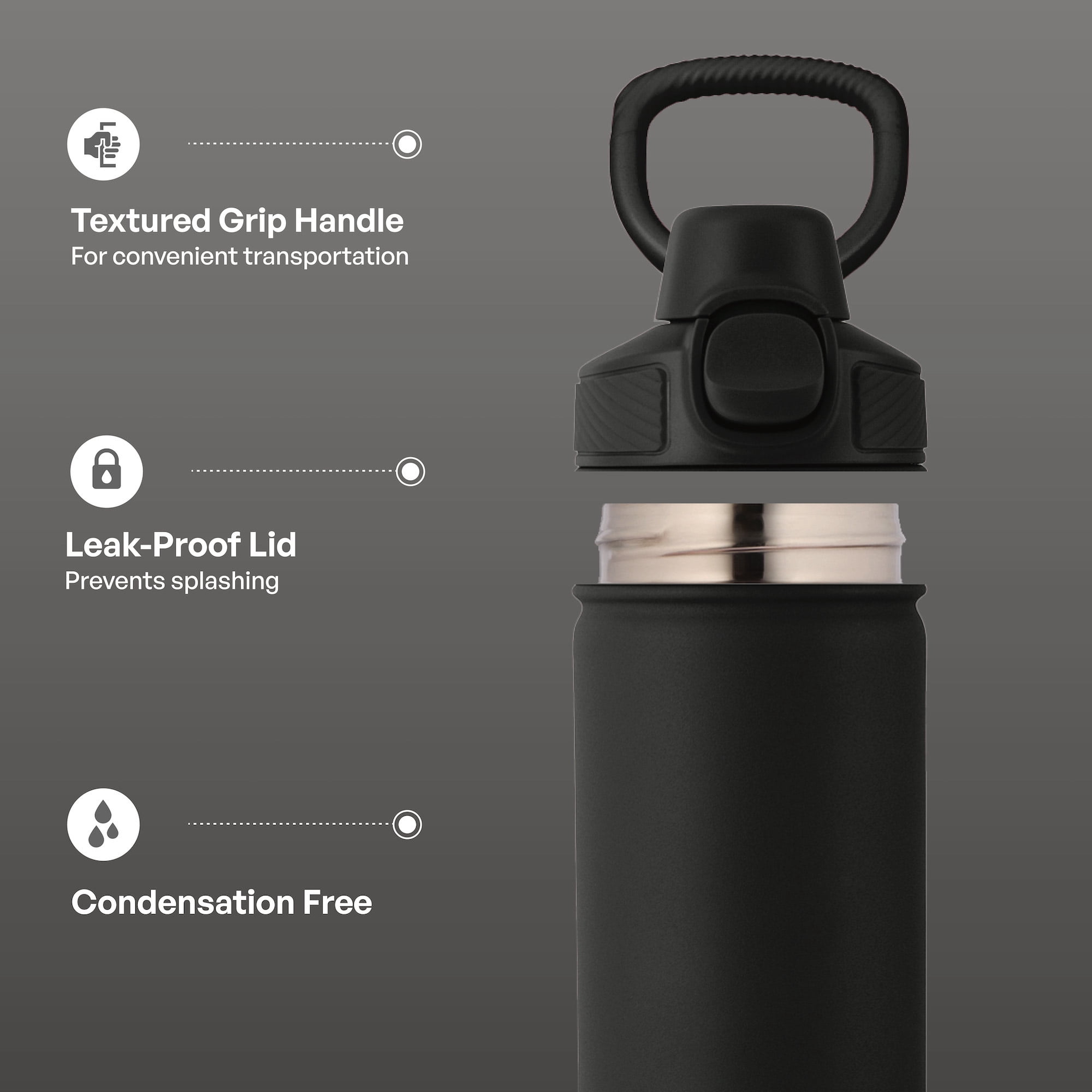 TAL 28oz Stainless Steel Ranger Push Lock Lid Water Bottle, Black