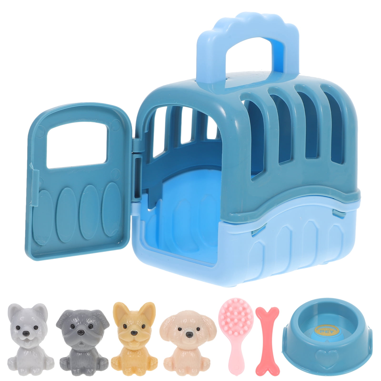 1 Set of Pet Care Cage Play Set Kids Pretend Role Playing Dog Toys Mini Puppy Carrier Toy Walmart