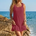thumbnail image 3 of Dvprdro Womens Beach Vacation Mini Cover Up Dress Crew Neck Bow Tie Shoulder Sleeveless Bikini Cover Up, 3 of 7