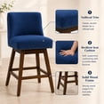 thumbnail image 6 of SESSLIFE Blue Bar Stools with Back Set of 2, 26" Counter Height Swivel Bar Stools, Upholstered Farmhouse Counter Stools with Solid Wood Legs, Bar Chairs for Kitchen Island & Home, 6 of 10