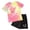Hot Pink, variant on larppty Girls Short Sleeve T-Shirts Tops and Shorts Set Kids Summer 2 Piece Short Outfits (Z02-Yellow, 6-12 Months)