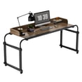 thumbnail image 3 of Lorelo Overbed Table with Wheels, Adjustable Legs Height Rolling Over Bed Desk, Heavy Duty Laptop Table for Hospital and Home, 120x40cm, 350lbs Weight Capacity, 3 of 7