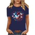 thumbnail image 2 of Gamivast Clearance Clothes 4th of July Independence Day Shirts Women’S Graphic Tee Cotton T-Shirt Casual Usa Flag Stripe Summer Tops Navy S My Orders Placed Recently by Me Delivery Status, 2 of 8