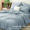 thumbnail image 6 of King Size Comforter Set Grayish Blue, 7 Pieces Bed in a Bag King Comforter Set with Sheets, Bedding Set with Down Alternative Comforter, Fitted Sheets, Flat Sheets, Pillow Shams & Pillowcases, 6 of 18