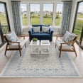 thumbnail image 2 of Toyoso 9x12 Oriental Medallion Area Rug, Distressed Floral Traditional Carpet, Soft Low Pile Non-Shedding Rug for Oversized Living Room, Open Space, Master Bedroom, Faded Boho Home Decor, Blue, 2 of 10