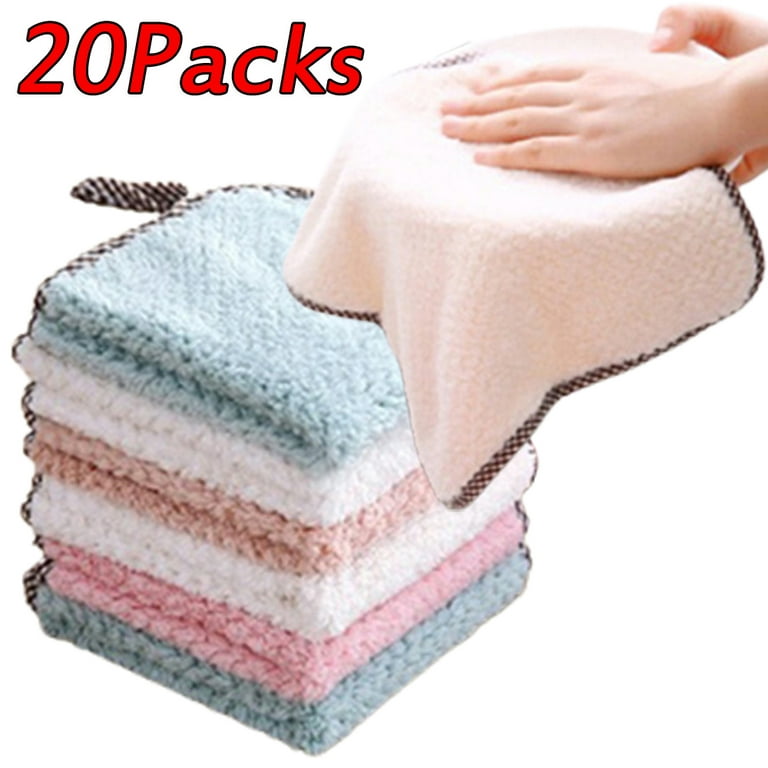 Kitchen Daily Dish Towel, 20 Packs Non-stick Oil Thickened Table Cleaning  Cloth, Absorbent Scouring Pad, Dish Cloth, Kitchen Rag, 25*25cm 