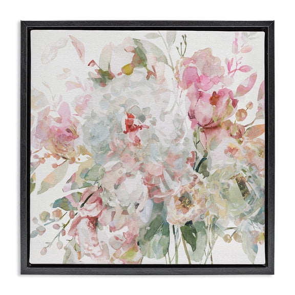 Stupell Industries Farmhouse Romantic Pastel Blossoms Black Floating Frame Canvas Art, 18 x 18, by Carol Robinson