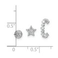 thumbnail image 4 of Sterling Silver Rhodium-plated Polished CZ Star/Circle/Ear Cuff Set of 3 Single Earrings Set, 4 of 4