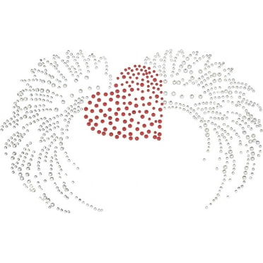 Angel Wing Love Heart Rhinestone Iron On Hotfix Transfer Decal Bling Patches Clear Red Glitter Crystal Iron On Applique Decoration for DIY Jeans Jacket Clothing Handbag Shoes Caps