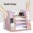 thumbnail image 3 of INTIGE 5-Tier Metal Desk Organizer with File Holder, Paper Letter Tray Organizer for Office, Pink, 1 Pcs, 3 of 5