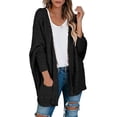 thumbnail image 1 of Fuzzy Knit Sweaters Womens Solid Color Oversized Cardigan Pocket Long Sleeve Coats Open Front Sweater, 1 of 4