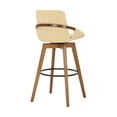 thumbnail image 5 of Baylor 30" Cream Faux Leather and Walnut Wood Swivel Bar Stool, 5 of 7