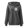thumbnail image 6 of Womens Quarter Zip Pullover Fall Winter Oversized Hooded Long-sleeved Mitten- Drop Shoulder Hoody Graphic Leisure Cotton Hoodies Sweatshirts(Grey,XL), 6 of 6