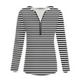 thumbnail image 5 of Ashirexll Womens Long Sleeve Tops, Shirts for Women Trendy, Fashion Ladies' Casual Striped V-Neck Long Sleeve T-shirt Blouse Zipper Tops, 5 of 6