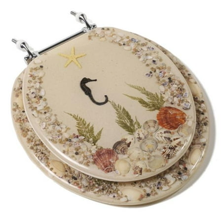 Seahorse Acrylic Toilet Seat - Jones Stephen C1B6R9-SHCH Acrylic Toilet Seat with a Closed Front and Chrome Hinges- Seahorse