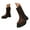 Coffee, variant on Slouchy Wide Mid Calf Boots for Women Fashion Leather Suede Round Toe Chunky Platform Pull on Middle Length Booties