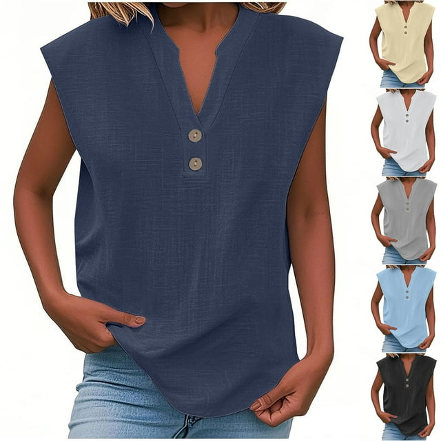 Camisas para mujer,Blusa de mujer con cuello en V, camiseta holgada de manga larga, mezcla de algodón y lino, top informal para uso diario, sopatenor