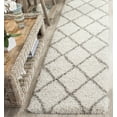 thumbnail image 3 of SAFAVIEH Hudson Amias Geometric Shag Runner Rug, Ivory/Grey, 2'3" x 16', 3 of 9
