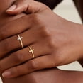 thumbnail image 6 of Dainty 2Pcs Cross Ring Set - Thin 14K Gold Plated Stackable Thumb Non Tarnish CZ Rings for Women Trendy Jewelry Size 5-10, 6 of 6