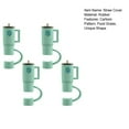 thumbnail image 6 of Hariumiu 4Pcs Straw Cover with Handle Food Grade Cartoon Unique Shape Spill Proof Dustproof Reusable Party Decoration Tumbler Straw Tip Cover Bar Accessories-Green, 6 of 8