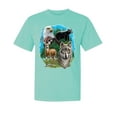 thumbnail image 1 of Wild Bobby, Eagle Bear Deer and Wolf, Animal Lover, Garment-Dyed Washed Look Short Sleeve T-Shirt, Mint, Large, 1 of 3