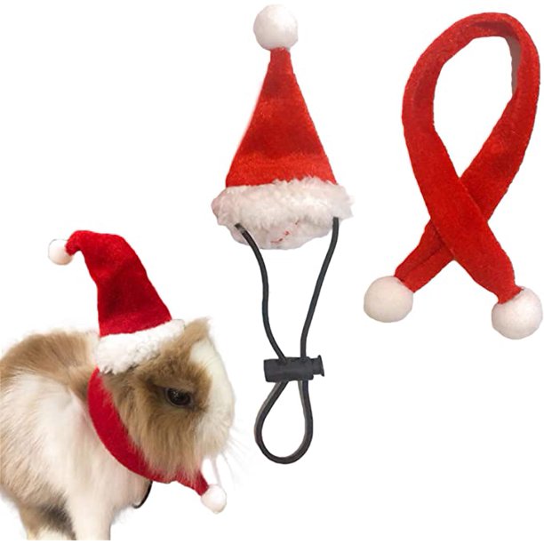 Gorro de Papá Noel con bufanda de animal pequeño, disfraz de conejillo de indias, gorro de rata de Halloween, conjunto de ropa de conejo, traje de regalo de Navidad para hámster planeador de azúcar, JAMW Sencillez