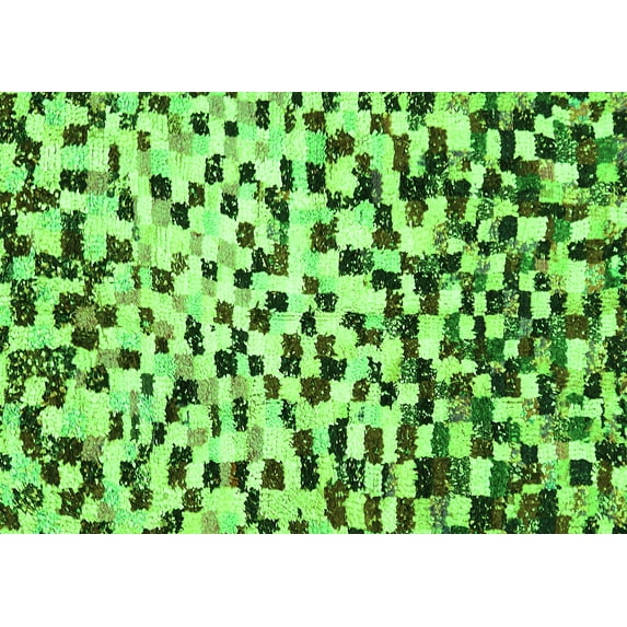 Ahgly Company Indoor Rectangle Abstract Green Modern Area Rugs, 3' x 5'