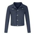 thumbnail image 5 of Fayshow0 Womens Jean Jackets Lightweight Clearance under $10 Women Fashion Casual Pockets Long Sleeve Tops Jacket Outwear,Blue M, 5 of 8