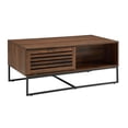 thumbnail image 1 of Walker Edison Modern Slatted Wood Rectangle Coffee Table with Drawer Living Room Ottoman Storage Shelf, 42 Inch, Dark Walnut, 1 of 2