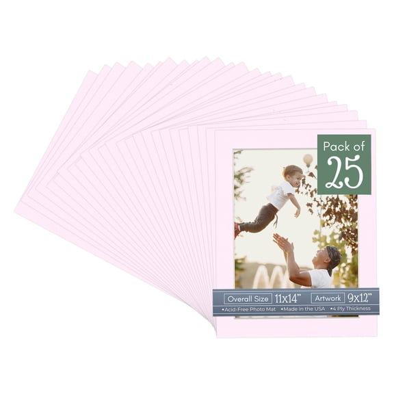 Hollyhock Pink Picture Frame Mat for 11x14 Frames - Fits 9x12 Photos - 25 Mats