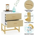 thumbnail image 4 of Tribesigns Nightstand with 2 Drawers, Wood Bedside Table, Striped, 4 of 6