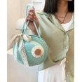 thumbnail image 3 of LHSHID Novel Round Purse Cute Wheel Crochet Bag Women Crossbody Purse Beach Bag Handmade Woven Shoulder Bag Lace Bow, 3 of 6