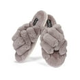 thumbnail image 2 of MeMoi Women's Double Cross Plush Slippers - Womens - Female (S, Gray), 2 of 5