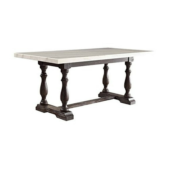 ACME Gerardo 72" Marble Top Dining Table in White and Espresso