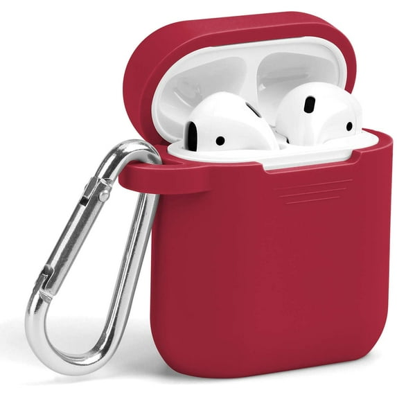 Haobase Airpods Protective Case, Silicone Protective Shockproof Keychain Kit-True Red
