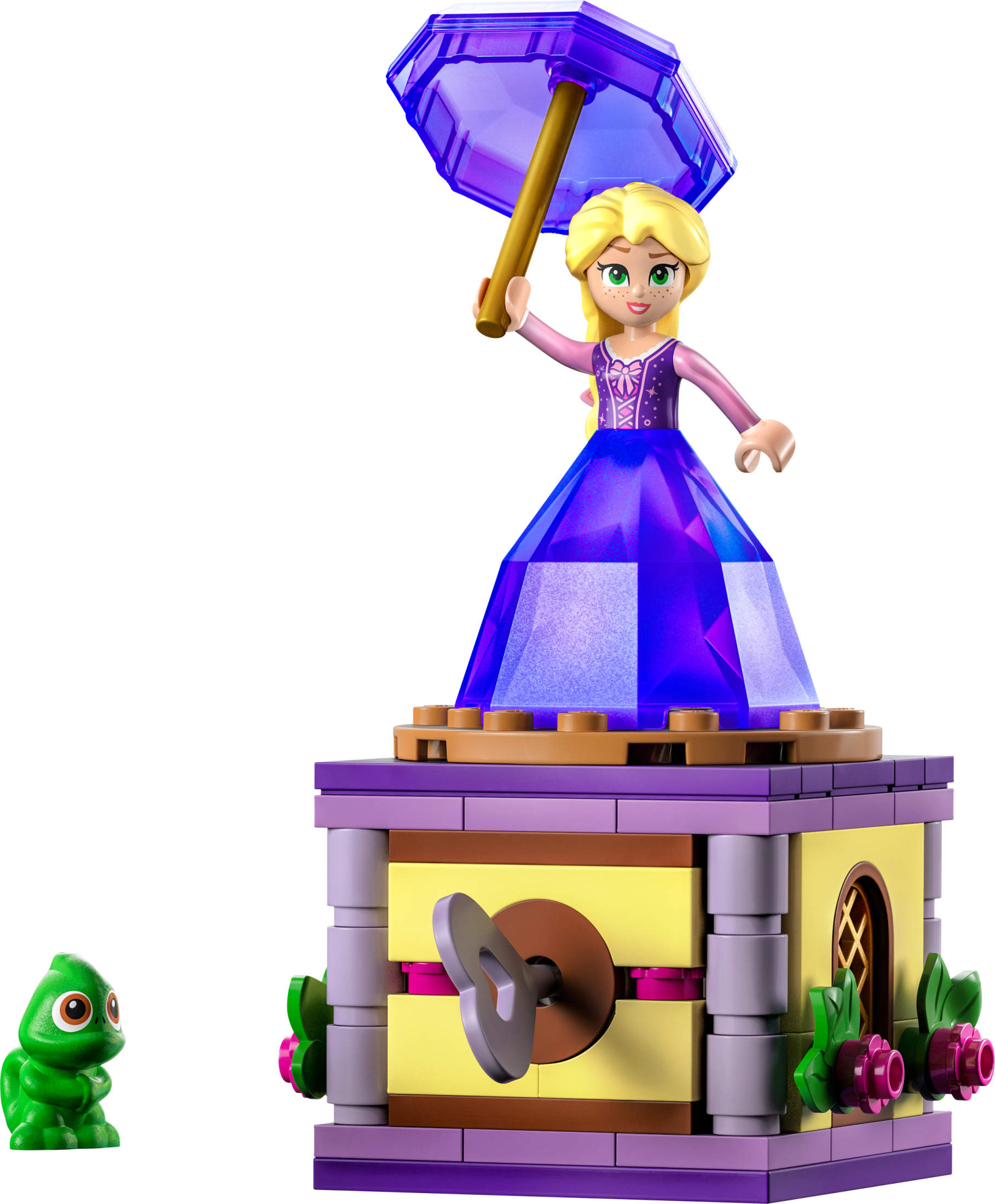 LEGO Disney Princess Twirling Rapunzel 43214 Building Toy with Diamond Dress Mini-Doll and Pascal The Chameleon Figure, Wind Up Toy Rapunzel, Disney Collectible Toy for Girls & Boys Age 5+ Years Old